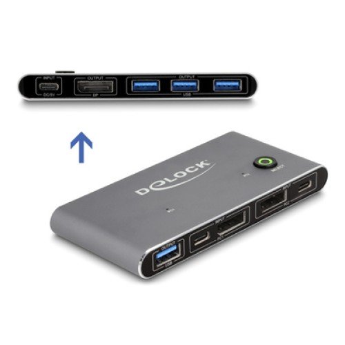 DELOCK DELOCK DisplayPort KVM switch 18646 με 4x θύρες USB 5Gbps, 8K/30Hz, γκρι