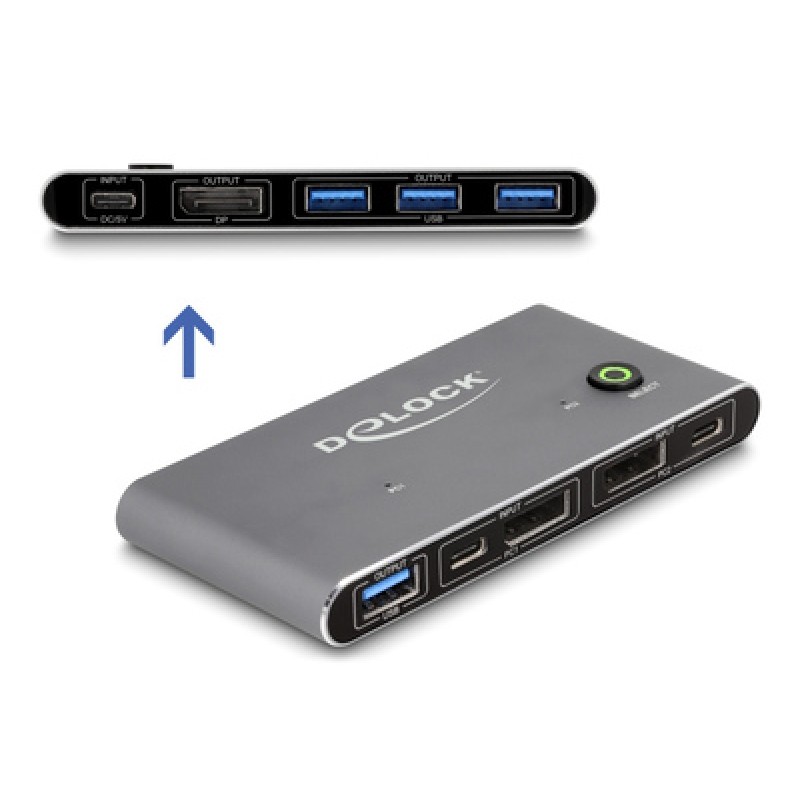 DELOCK DELOCK DisplayPort KVM switch 18646 με 4x θύρες USB 5Gbps, 8K/30Hz, γκρι