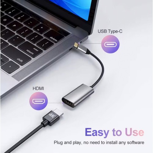 Powertech POWERTECH αντάπτορας USB-C σε HDMI CAB-UC086, 4K/60Hz, γκρι