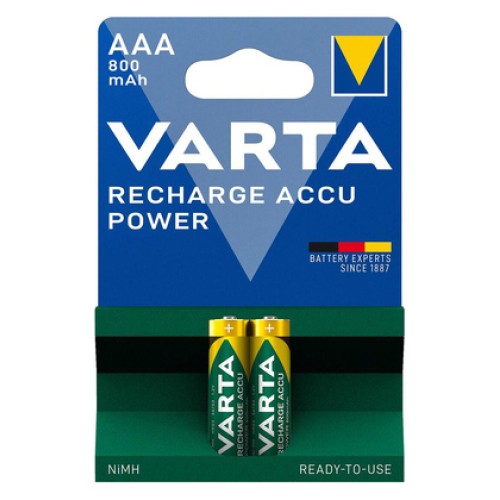 Varta VARTA επαναφορτιζόμενες μπαταρίες λιθίου, AAA, 800mAh, 1.2V, 2τμχ