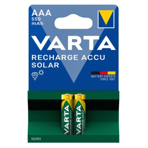 Varta VARTA επαναφορτιζόμενες μπαταρίες λιθίου Solar, AAA, 550mAh, 1.2V, 2τμχ