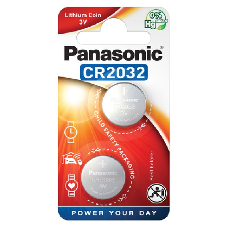 Panasonic PANASONIC μπαταρία λιθίου, CR2032, 3V, 2τμχ