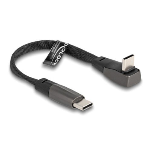 DELOCK DELOCK καλώδιο USB-C 80750, 60W, flat, γωνιακό, 480 Mbps, 14cm, μαύρο