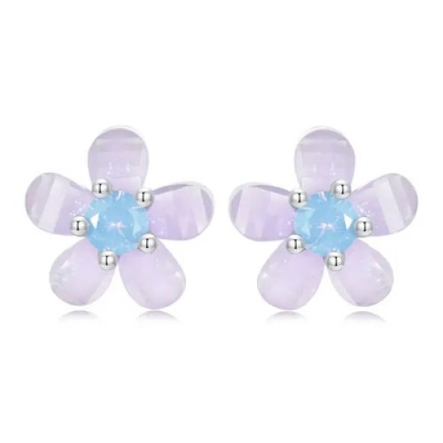 BAMOER BAMOER σκουλαρίκια καρφωτά SCE1733 με οπάλ πέτρα, ασήμι 925, ασημί