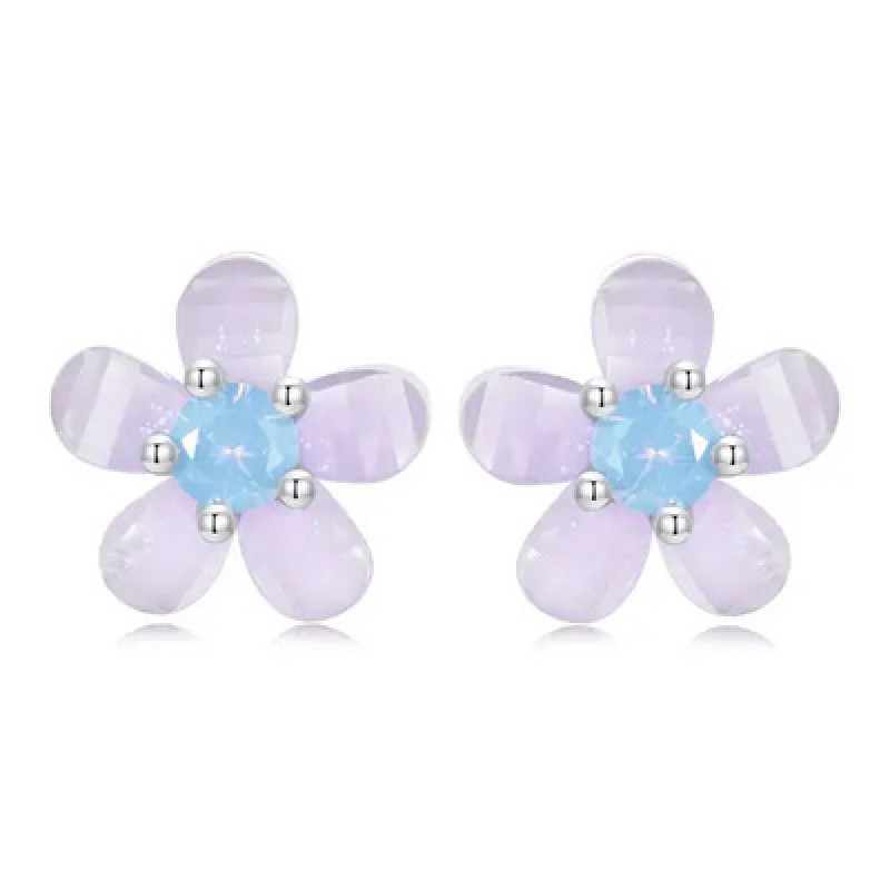 BAMOER BAMOER σκουλαρίκια καρφωτά SCE1733 με οπάλ πέτρα, ασήμι 925, ασημί