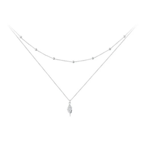 BAMOER BAMOER κολιέ BSN387, δυο σειρών, σχήμα κοχύλι, ασήμι 925, ασημί