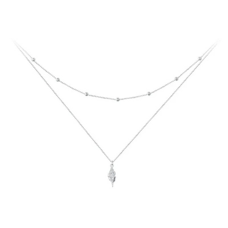 BAMOER BAMOER κολιέ BSN387, δυο σειρών, σχήμα κοχύλι, ασήμι 925, ασημί