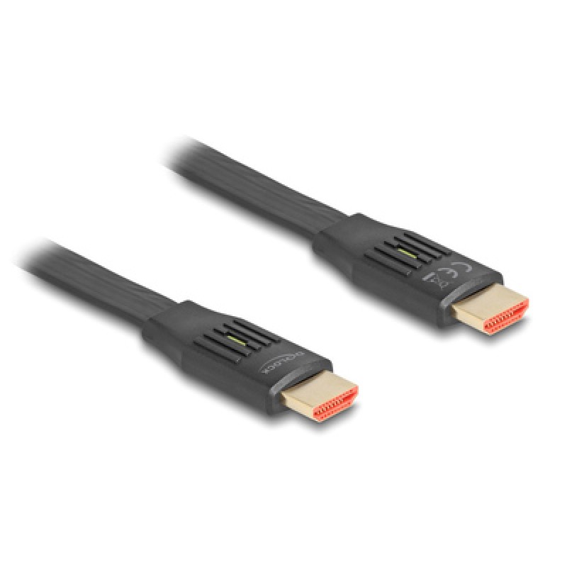 DELOCK DELOCK καλώδιο HDMI 81002, flat, 8K/60Hz, 48 Gbps, eARC, HDR, 2m, μαύρο