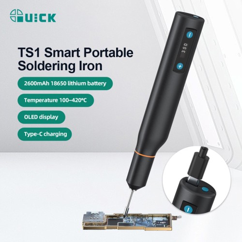QUICK QUICK ασύρματο κολλητήρι TS1 με οθόνη, επαναφορτιζόμενο, 10W, 100~420 °C