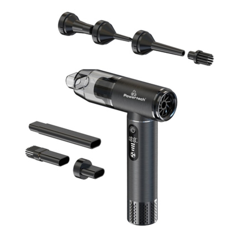 Powertech POWERTECH 2 σε 1 σκουπάκι χειρός & air duster PT-1317, 75W, 5000mAh, μαύρο