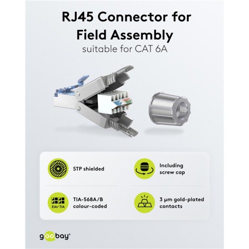 GOOBAY GOOBAY βύσμα RJ45 65939, CAT 6A STP, tool-free, ασημί