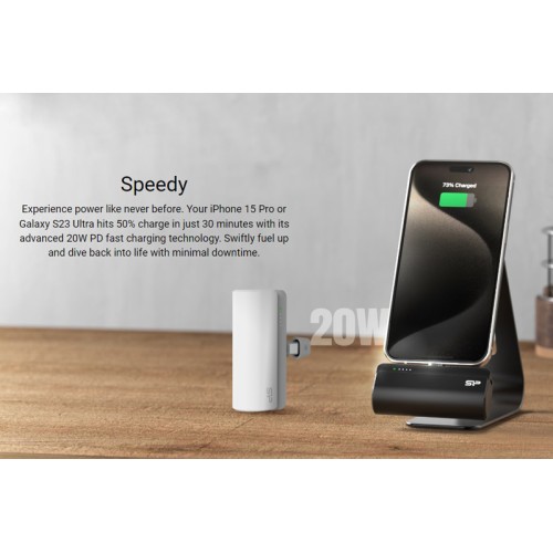 SILICON POWER SILICON POWER power bank QD50, USB-C, 5000mAh, 20W PD, λευκό