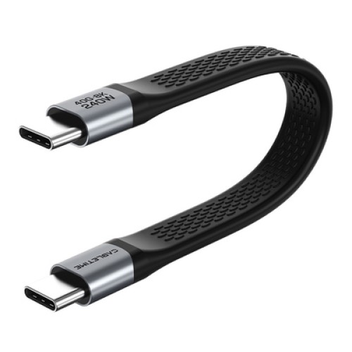 CABLETIME CABLETIME καλώδιο USB-C CT-FU4-AG, flat, 240W, 40Gbps, 8K/60Hz, USB4, 0.15m, μαύρο