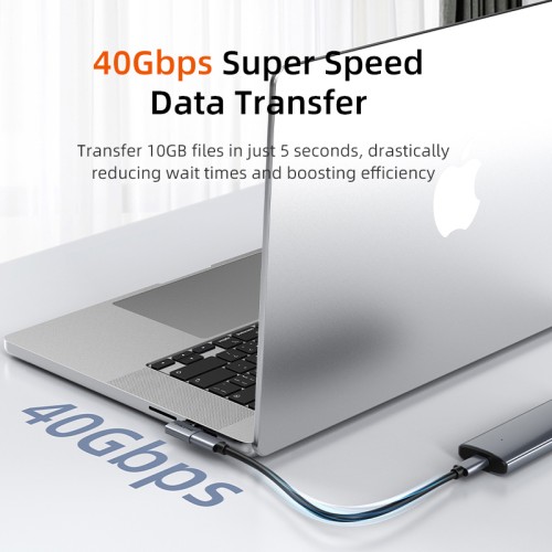 CABLETIME CABLETIME αντάπτορας USB-C CT-OTG41-AG, γωνιακός, USB4, 240W, 40Gbps, 8K, γκρι