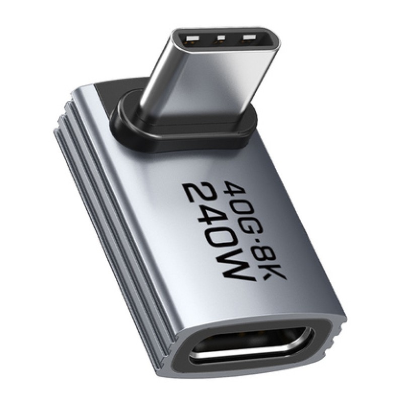 CABLETIME CABLETIME αντάπτορας USB-C CT-OTG42-AG, γωνιακός, USB4, 240W, 40Gbps, 8K, γκρι