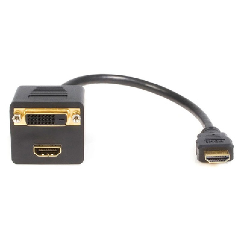 Powertech POWERTECH αντάπτορας HDMI σε HDMI & DVI CAB-H168, 4K/30Hz, 30cm, μαύρος