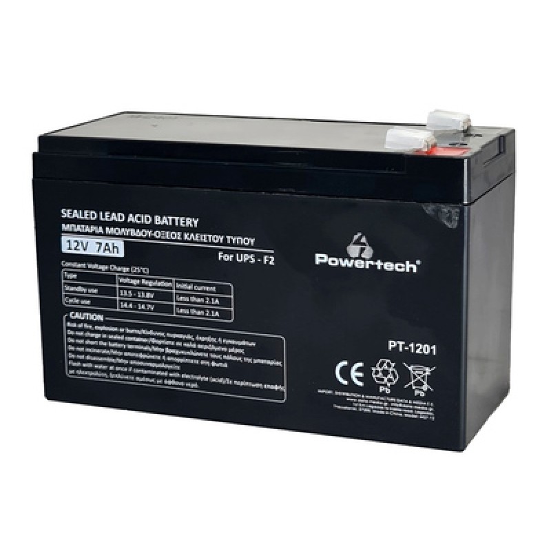 Powertech POWERTECH μπαταρία μολύβδου PT-1201 για UPS, 12V 7Ah, F2