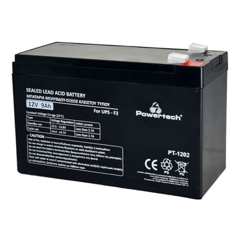 Powertech POWERTECH μπαταρία μολύβδου PT-1202 για UPS, 12V 9Ah, F2