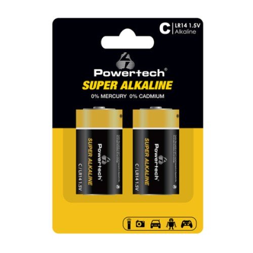Powertech POWERTECH αλκαλικές μπαταρίες Super Alkaline PT-1216, LR14, 1.5V, 2τμχ