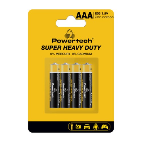 Powertech POWERTECH μπαταρίες Zinc Carbon Super Heavy Duty PT-1218, AAA 1.5V, 4τμχ