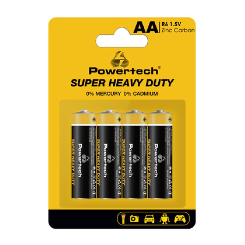 Powertech POWERTECH μπαταρίες Zinc Carbon Super Heavy Duty PT-1219, AA, 1.5V, 4τμχ