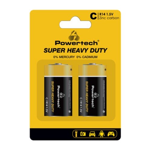 Powertech POWERTECH μπαταρίες Zinc Carbon Super Heavy Duty PT-1221, R14 1.5V, 2τμχ