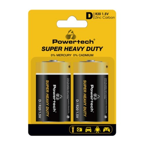 Powertech POWERTECH μπαταρίες Zinc Carbon Super Heavy Duty PT-1222, R20 1.5V, 2τμχ