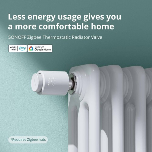 SONOFF SONOFF smart θερμοστατική βαλβίδα για καλοριφέρ TRVZB, ZigBee, M30x1.5, 48x76mm, 6-28°C