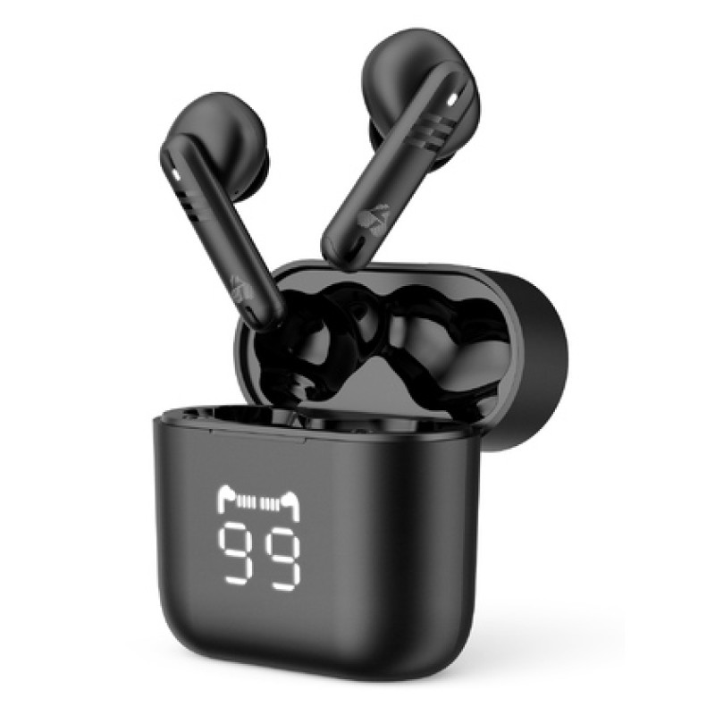 Powertech POWERTECH earphones με θήκη φόρτισης PT-1227, TWS, ENC, 30/480mAh, μαύρα