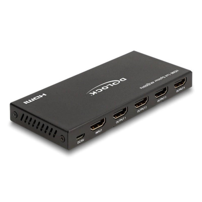 DELOCK DELOCK HDMI splitter 18652 με downscaler πλήκτρο, 4 σε 1, 4K/60Hz, μαύρο