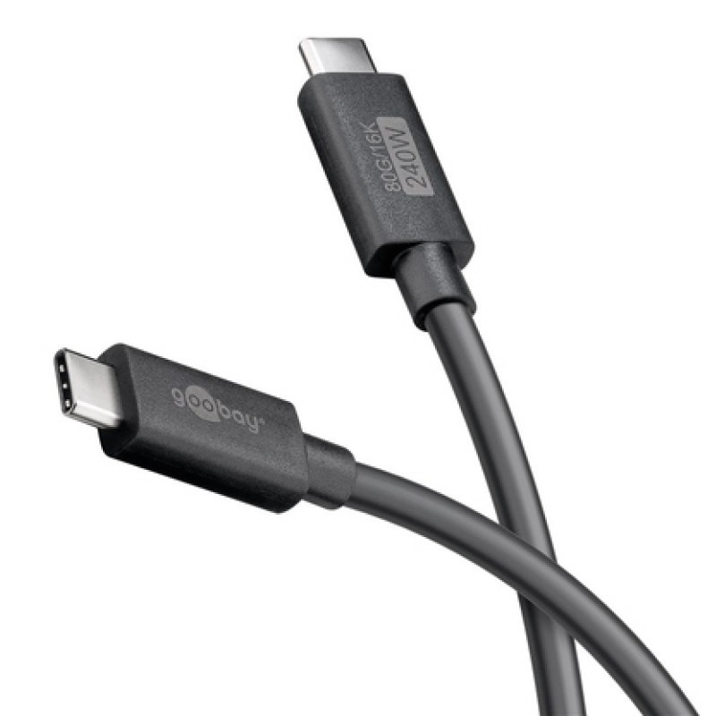 GOOBAY GOOBAY καλώδιο USB-C 74376, USB4, 240W, 80Gbps, 16K/60Hz, 1.2m, μαύρο