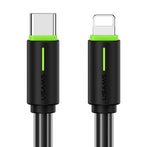 USAMS USAMS καλώδιο Lightning σε USB-C US-SJ735, 30W, 480Mbps, 1m, μαύρο