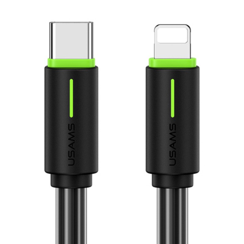 USAMS USAMS καλώδιο Lightning σε USB-C US-SJ735, 30W, 480Mbps, 1m, μαύρο