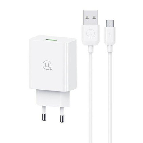 USAMS USAMS φορτιστής τοίχου SCXLTZ01 με καλώδιο micro USB, USB, 18W, λευκός