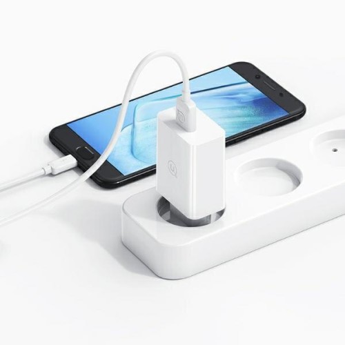 USAMS USAMS φορτιστής τοίχου SCXLTZ03 με καλώδιο Lightning, USB, 18W, λευκός