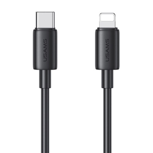 USAMS USAMS καλώδιο Lightning σε USB-C US-SJ712, 30W, 480Mbps, 1m, μαύρο