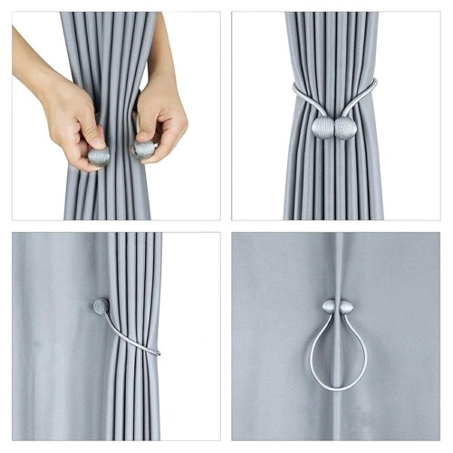 UNBRANDED Μαγνητική δέστρα AG701 για κουρτίνες, 47cm, γκρι, 2τμχ