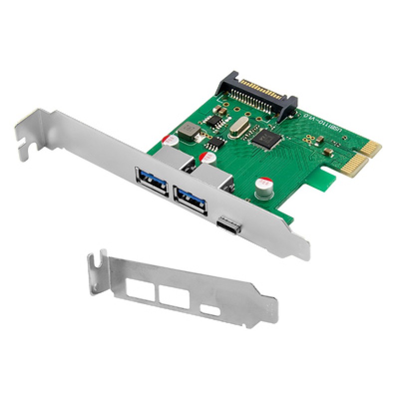 Powertech POWERTECH κάρτα επέκτασης PCIe σε 2x USB & 1x USB-C ST627, 5Gbps, 66x68mm