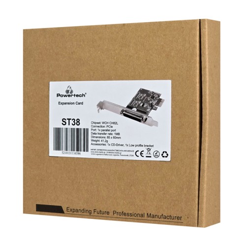 Powertech POWERTECH κάρτα επέκτασης PCIe σε 1x parallel ST38, 1MB, 85x60mm