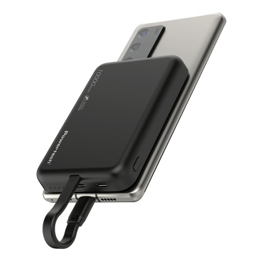 Powertech POWERTECH power bank PT-1376 με καλώδιο, 10000mah, magnetic wireless, 20W, μαύρο