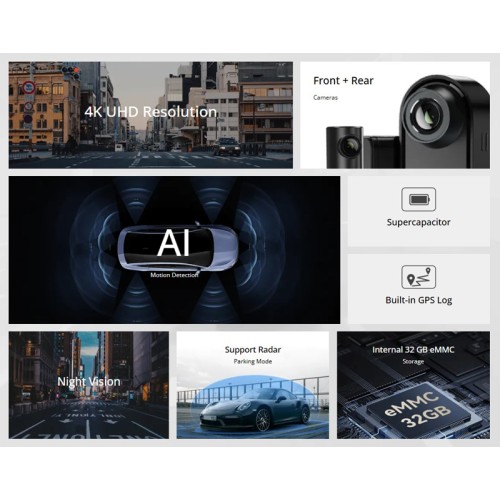 DDPAI DDPAI smart σετ καμερών αυτοκινήτου N5 Dual, 4K/1080p, WiFi/Bluetooth, GPS
