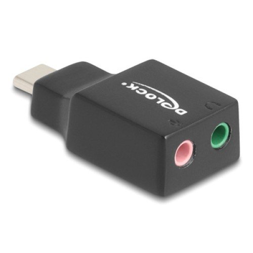 DELOCK DELOCK εξωτερική κάρτα ήχου 67128, 2x 3.5mm, USB-C σύνδεση, μαύρη