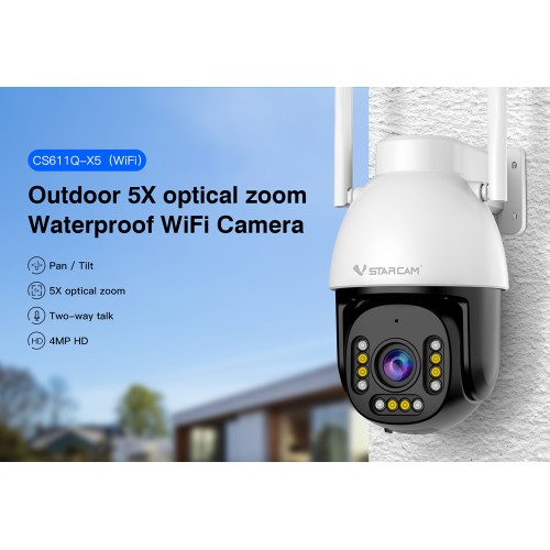 VSTARCAM VSTARCAM smart κάμερα CS611Q-X5, 4MP, WiFi, PTZ, 5x zoom, SD, IP66