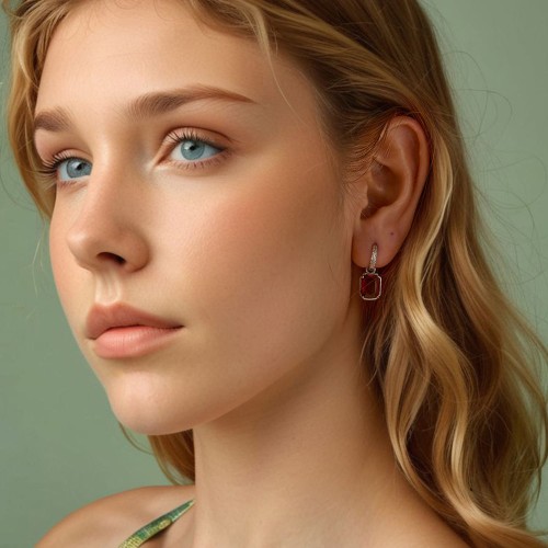 BAMOER BAMOER σκουλαρίκια κρίκος BSE1081 με καφέ διάφανο κρύσταλλο, ασήμι 925, ασημί