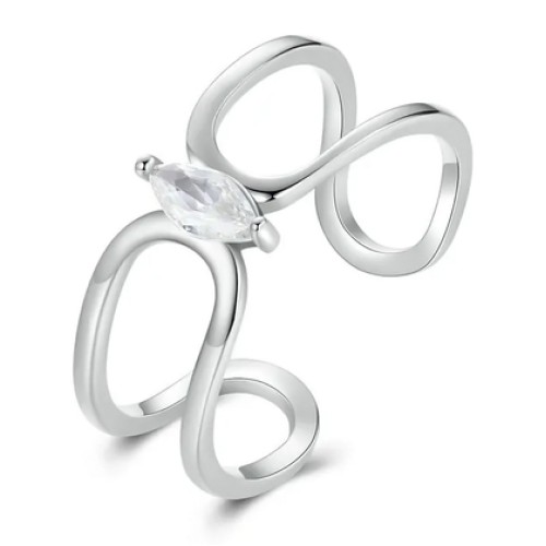 BAMOER BAMOER δαχτυλίδι SCR1065-E με κυβική ζιρκόνια, ανοιγόμενο, ασήμι 925, ασημί