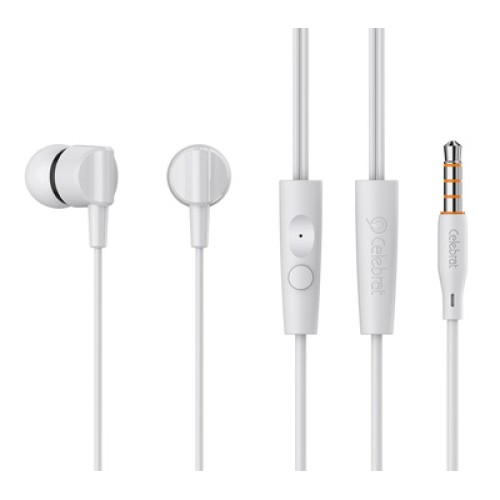 CELEBRAT CELEBRAT earphones με μικρόφωνο G35, 3.5mm σύνδεση, 10mm, 1.2m, λευκά
