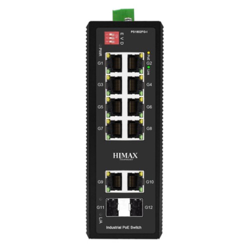 HIMAX HIMAX industrial PoE switch PS1802FG-I, 8x GE PoE/2x GE/2x GF SFP θύρες, έως 1000Mbps