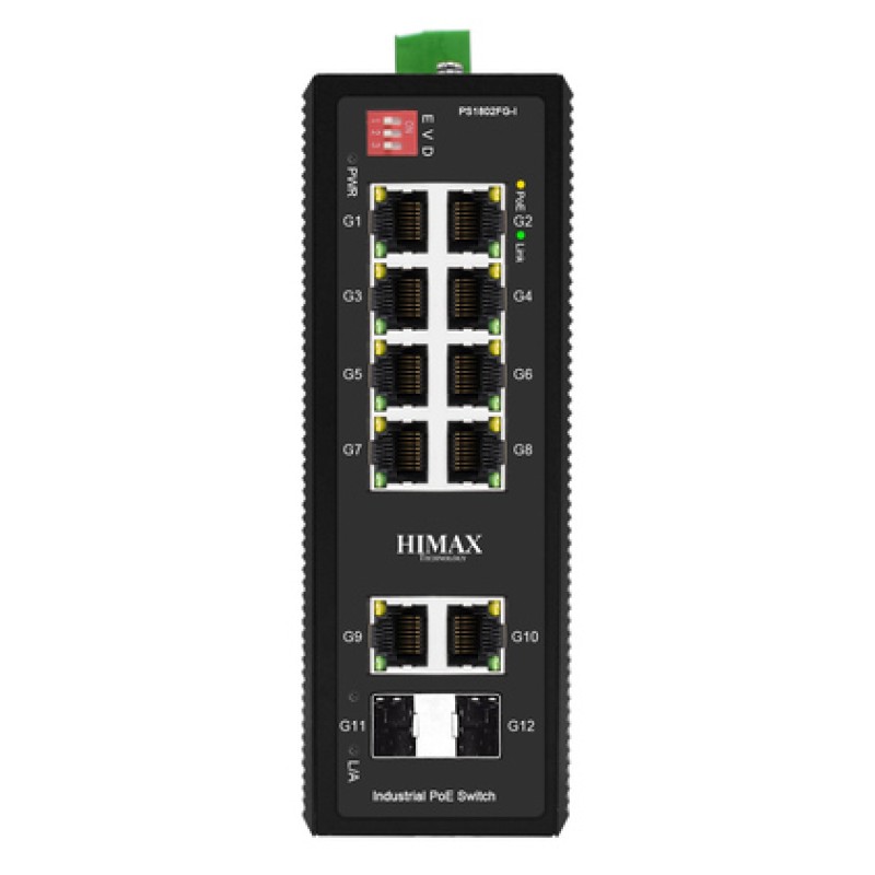 HIMAX HIMAX industrial PoE switch PS1802FG-I, 8x GE PoE/2x GE/2x GF SFP θύρες, έως 1000Mbps