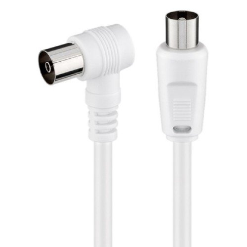 Powertech POWERTECH καλώδιο κεραίας RF αρσενικό - RF θηλυκό CAB-V040, γωνιακό, λευκό, 1.5m