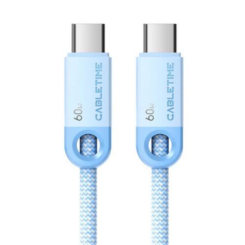 CABLETIME CABLETIME καλώδιο USB-C CT-CM60-PBL, 60W PD, 480Mbps, 0.25m, μπλε